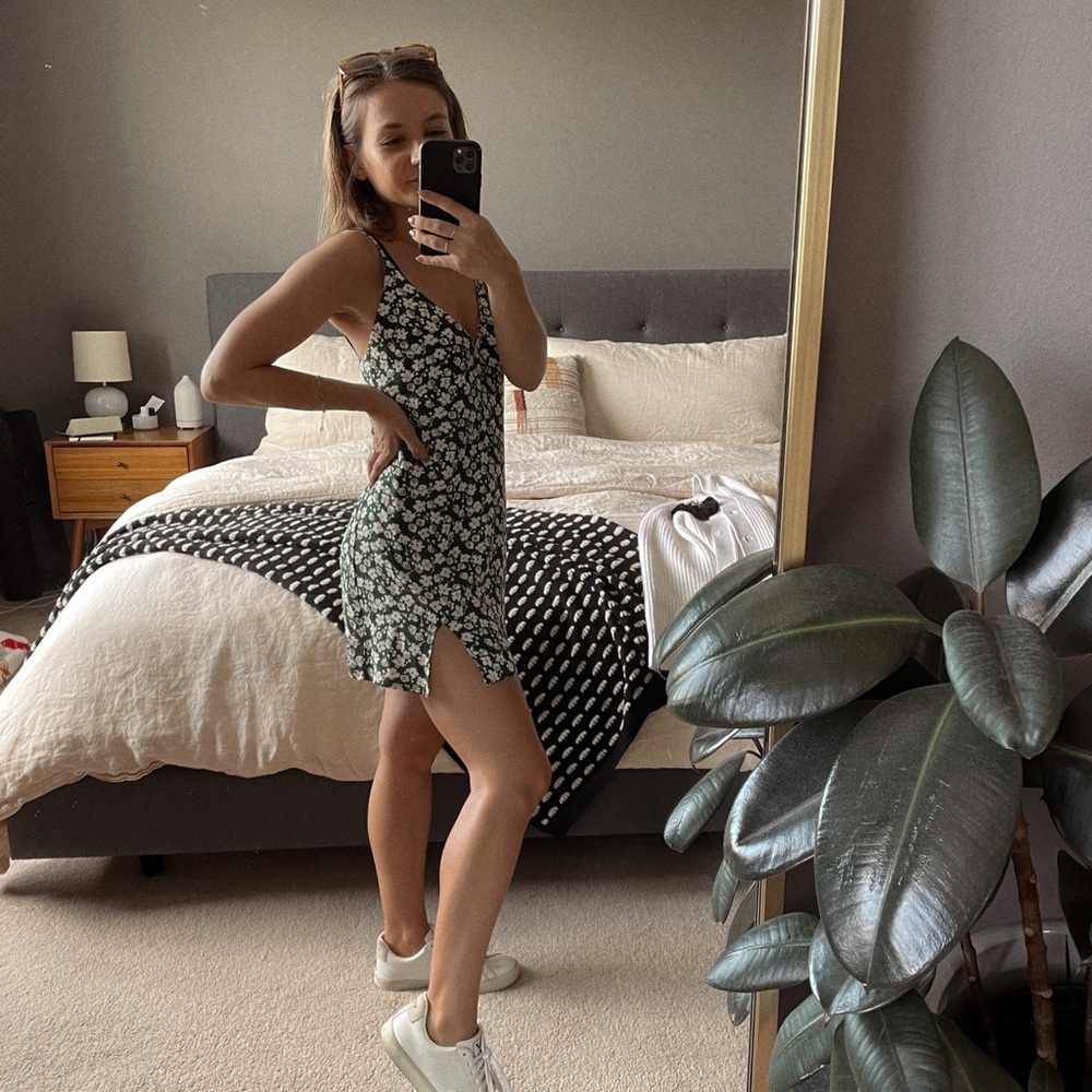Reformation Green Floral Mini Dress